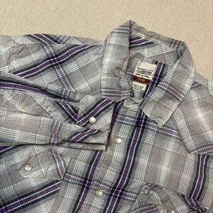 Vintage Levi's Western Shirt Men’s Large Plaid Pearl Snap Purple Cowboy Workwear